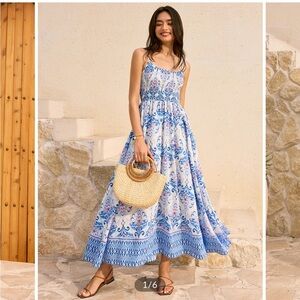 Commense Bohemian Floral Print Maxi Dress